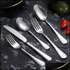 Set di posate Cucina Sala da pranzo Bar Casa Giardino 5 pezzi Set di posate Coltello Forchetta Cucchiaio Cena Stoviglie Drop Delivery 2021 Weic9