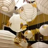 Lanterne de décoration de mariage 30pcsLot lanterne de papier ronde blanche lanternes d'anniversaire de fête chinoise boule suspendue bricolage 220531