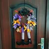 Ghirlande di fiori decorativi Ghirlanda di Halloween Anello di fiori di pagliaccio Appeso alla porta Fantasma Decorazione della casa Ciondolo Decorazione d'ingresso per feste di festa Wre