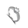 anello con diamante trasparente 1CT argento sterling 925 5A zirconi cubici principessa con anello per donna fedi nuziali fidanzamento moda Lux275D