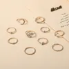 10st/set Bohemian Gold Chain Ring Set Boho Coin Moon Rings Party For Women Fashion Jewel Gifts