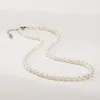 Choker-Halsketten, modische Süßwasserperlen-Halskette, elegante Schlüsselbeinkette, ovale Perlen, passend zu Streetstyle-AccessoiresChokers Birne22
