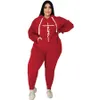 Ensemble de survêtements grande taille femmes vêtements mode lettre imprimer poche sweats à capuche et pantalons de survêtement