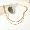 Pendant Necklaces Double Layer Coffee Bean Stainless Steel Necklace Jewelry Waterproof 18K Gold Choker Chain Non Tarnish4227400