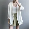 Abiti da donna Blazer Giacca blazer bianca Primavera e autunno Sottile stile britannico Drappeggio ampio Top da donna da ufficio per piccole donne