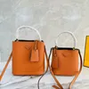 Bolsos tipo cubo de alta calidad, bolso con cremallera de marca con correa larga, bolso de mano cruzado de medio círculo a la moda, bolso de mano de piel auténtica de Palma Superio245t