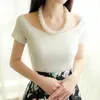 Summer Fashion Sexy Off The Shoulder Tops For Women Casual Short Sleeve Cotton T-shirts Black White Red Gray Blue 220402