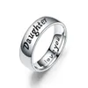 Simple 6mm Stainless Steel Band Rings Love Mom Son Daughter Decoration Family Ring Jewelry gift