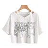 ヴァンゴッホオイルアート女性TシャツプリントTシャツ女性クロップトップカジュアルストリートウェアグラフィックティーハラジュク大規模