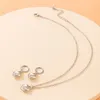 Exquisite Heart Pendant Necklace for Women Charms Silver Color Alloy Metal Drop E arring Jewelry Set Drop Shipping