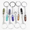 Key Rings Natural Stone zeshoekige kolom Keychain voor vrouwen Crystal Pink Quartz Keyrings Bag Car Sieraden Party F Carshop2006 Dhypi