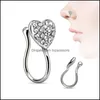 Body Arts Stainless Steel Nose Ring Heart Clip On Fake Piercing Studs Drop Delivery 2021 Topscissors Dhjvk