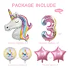 6 st Rainbow Unicorn Balloon 32 tums bladnummer Ballonger 1: a barn Unicorn Theme Birthday Party Baby Shower Dekorationer Globes