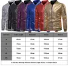 Men Blazers brilhantes lantejoulas de lapina de ouro macho de boate masculino zíper do blazer dj estágio 220819