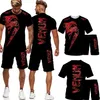 Oversized Men S Training Wear Sak 3D Printing T -shirt Casual Fitness Sports 2 -delige set van voor mannen Tracksuit 220708