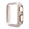 Double Row Diamond Horloge Case voor Apple Horloge 41mm 40mm 38mm 44mm 42mm 45mm Luxe Studded Diamanten Holle PC Beschermende Cover Iwatch 7 6 SE 5 4 3