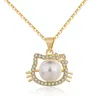 Панк -готический жемчужный ожерелья Полово сердечный кулон ретро -корт кошачий кошка кошка для женщин -ювелирных изделий для женщин Золото серебряное ожерелье
