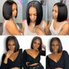 13x1 T Part Lace Wig Human Hair Straight Bob Pre Plucked s for Women Brazilian Short Natural Remy 220609