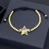 Charmarmband flerfärgad handgjorda justerbara bokstäver mamma gåva stjärna form guld färg koppar cz pärlor smycken för mamacharmcharmcharm
