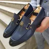 Mocasines Zapatos de Hombre Cuero de PU Color Sólido Punta Redonda Moda Casual Europa y América Metal Horsebit Decorativo Cómodo Transpirable Zapatos de Negocios Británicos DP394