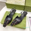 2022 Women G slingback Sandals pompe Les chaussures à brides Aria sont présentées en maille noire avec motif étincelant de cristaux Fermeture à boucle arrière