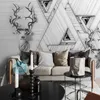 Walpepaper 3D Schwarz-Weiß-Hilfs-Hintergrundbilder für Wohnzimmer geometrische Hintergrundwand Tapeten Wohnkultur