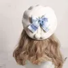 2021 NOWOŚĆ Słodka Plaid Wszechstronna czapka malarz Japońska miękka dziewczyna jesienna zimowa czapka francuska elegancka wełniana mieszanka czapka mody J220722