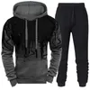 Men Tracksuit Sets Fleece Two Piece Hooded Pullover Sweatpants Sports Clothing 4XLconjuntos masculinos 220708