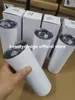 ABD Stok 2 Gün Teslimat 20oz Süblimasyon Tumbers Kapak Samanlı Düz ​​Boş Beyaz Tumbler 20 Oz Paslanmaz Çelik Vakum Yalıtımlı Bardaklar