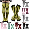 Women Girls Over Knee Long Stripe Thigh Socks Arm Sleeve Gloves Set Sweet Cute Plus Size Overknee Socks Halloween Xmas cosplay