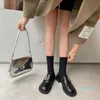 Dress Shoes Woman Pumps Split Leather Metal Buckle Women For Spring Autumn Fashion Simple Med Heels Platform Footwear Size 35-40