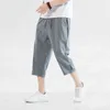 Homens de estilo chinês Harém Jogger calças 2022 homens leves retro streetwear shorts de praia de verão bezerro casual-calça-lenght l220706