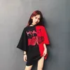 Kadın Tshirt yaz harajuku serin unisex kısa kollu tişört renk blok salıncak baskılı sokak kıyafetleri artı beden tshirt 220615