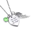 Cremação inoxidável de aço meu pai meu herói meu anjo coração memorial birthstone pingente cinzas urna colar nome personalizado gravado306f