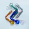 10pcs MOQ Colored Glass Oil Burner Smoking Pipe With 14mm Male Joint 90 Degree 30mm Big Head