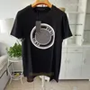 Mens camiseta letra de impressão de moeda de moeda de manga curta de alta qualidade para amantes de homem moda rock streetwear insera azul feminino tshirt top gish algodão botão casual