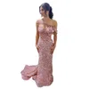 Brillant paillettes sirène robe de soirée hors épaule Sexy dos nu sur mesure femmes robe de soirée balayage étage bal robe formelle