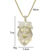 Hangende kettingen hiphop sieraden hoogwaardige ijsketen 18k goud vergulde bling cz gesimuleerde diamant dun deal hondenhoofd ketting heal2222