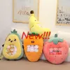 Jouet en peluche oreiller de collation créatif, un sac de collations, poupée fraise avocat, banane carotte, cadeau pour enfants