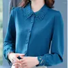 Women's Blouses Women's & Shirts Chikichi Fashion Clothes Woman 2022 Spring Satin Embroidered Doll Collar Silk Long Sleeve Blouse