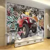 3D壁紙注文Papel de Parede車の背景の装飾絵画リビングルームソファテレビの背景壁紙家の装飾壁画