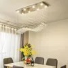 Restaurang kristall ljuskrona lampa kreativ personlighet modern minimalistisk matsal rektangulär bar räknare lång matsal ljuskronor