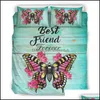 Bedding Sets Supplies Home Textiles Garden 3-Piece Super Soft Microfiber Quilt Duvet Set Personalize Colorf Butterflies Printed Friend For