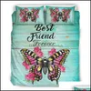 Ensembles de literie Supplies Home Textiles Garden 3 pièces Super Soft Microfiber Quilt Duvet Set Personnalisez Colorf Butterflies Ami imprimé pour