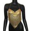 Strandtank Metalen Ketting Tops Zomer Glitter Backless Dames Sexy Club Sequin Bar Party Wear Verstelbare Crop 220318