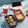 Портативная 1100 мл пластиковая ланч-коробка Bento Case Cashsticks Spoons MicroWa