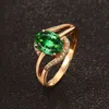 녹색 돌 에메랄드 컬러 로즈 골드 반지 여성용 여성용 반지