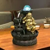 Oggetti decorativi Figurine Suono dell'acqua Rilassamento Fontana da tavolo Statua del Buddha Zen Ricchezza Desktop con luce a led e ba