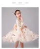 2023 New Year's pink Sequins Flower Girls Dresses for Wedding Off Shoulder Cap Sleeves First holy Communion Dress Kids Prom Dress Girls Pageant Gowns