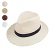 Berets Men Straw Panama Hat Handgemaakte Cowboy Cap Summer Beach Travel Sunhat Lxhberets